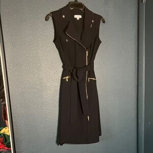 Calvin Klein navy blue  Midi Dress with Gold Zipper Accents